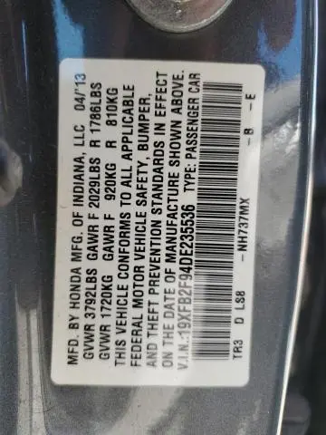 2013 HONDA CIVIC EXL  