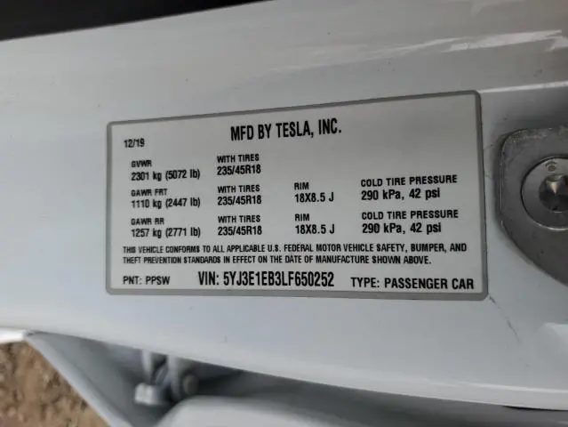 2020 TESLA MODEL 3 