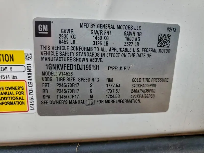 2013 CHEVROLET TRAVERSE LS  