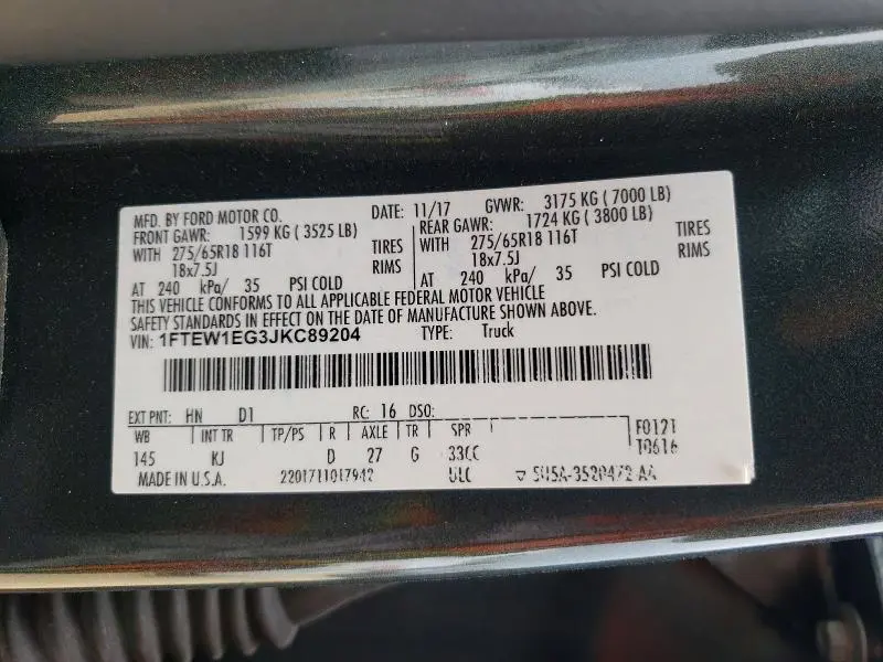 2018 FORD F150 SUPERCREW  