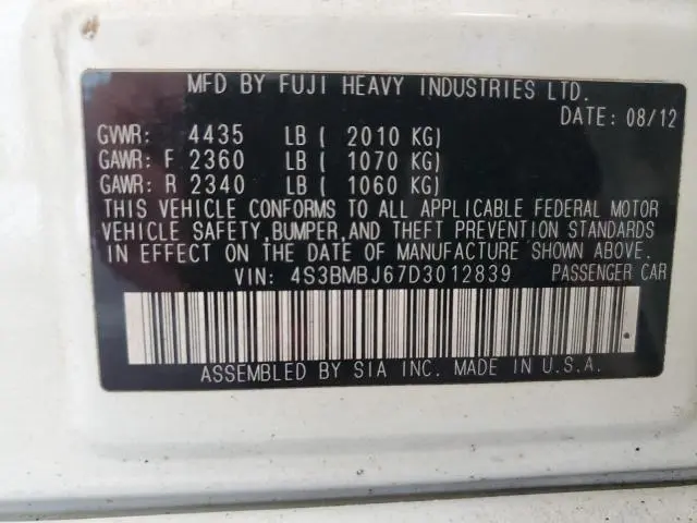 2013 SUBARU LEGACY 2.5I LIMITED  