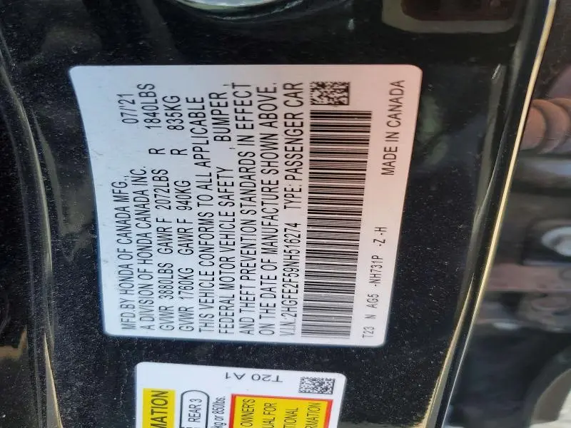 2022 HONDA CIVIC SPORT  