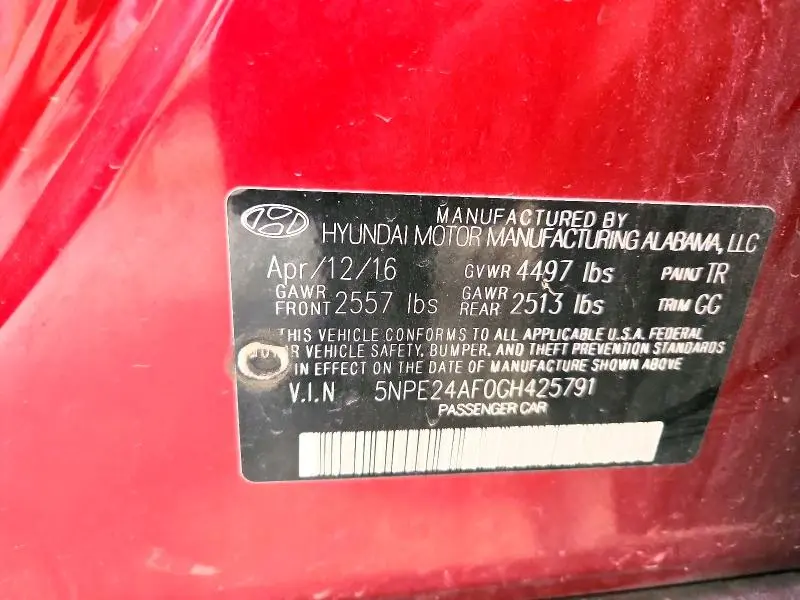 2016 HYUNDAI SONATA SE  