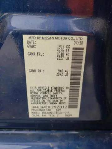 2018 NISSAN ALTIMA 2.5  