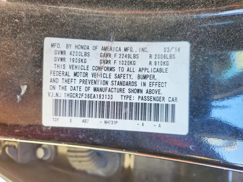 2014 HONDA ACCORD LX  