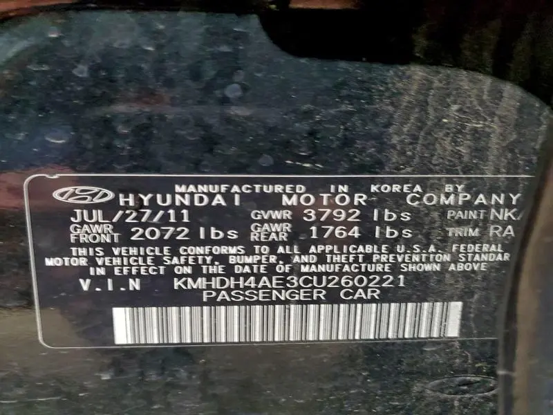 2012 HYUNDAI ELANTRA   
