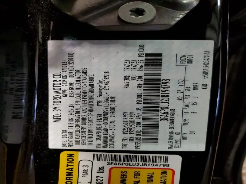 2018 FORD FUSION SE HYBRID  
