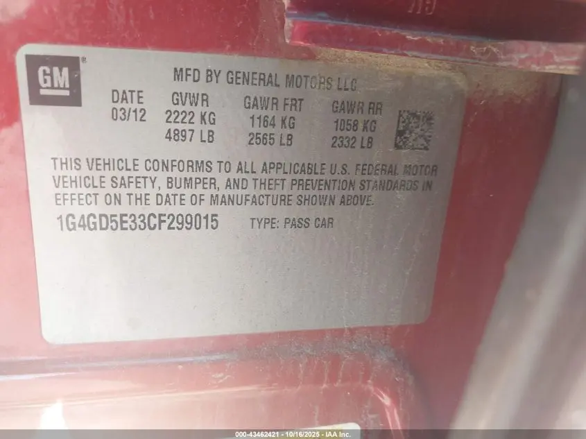 2012 BUICK LACROSSE PREMIUM 1 GROUP