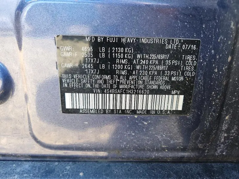 2017 SUBARU OUTBACK 2.5I PREMIUM  