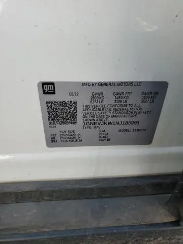 2022 CHEVROLET TRAVERSE RS  