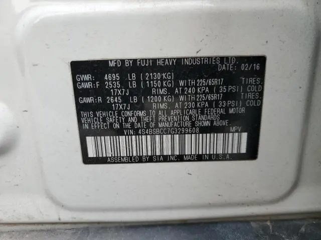 2016 SUBARU OUTBACK 2.5I PREMIUM  