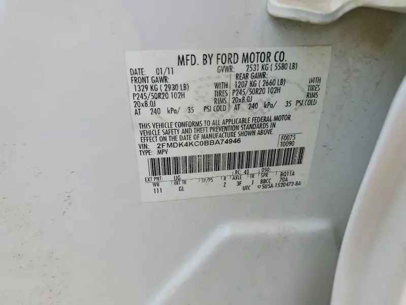2011 FORD EDGE LIMITED  