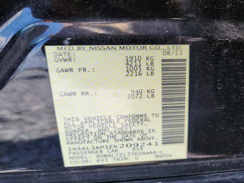 2014 NISSAN ALTIMA 2.5  