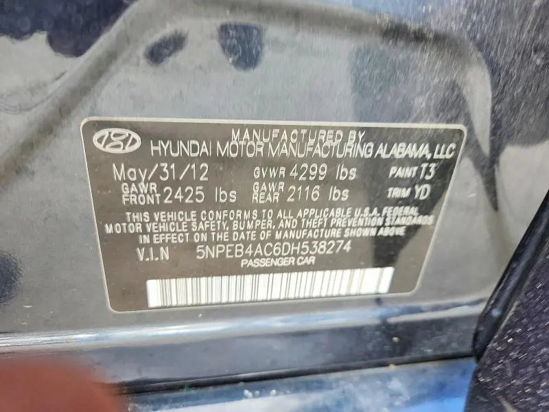 2013 HYUNDAI SONATA GLS  