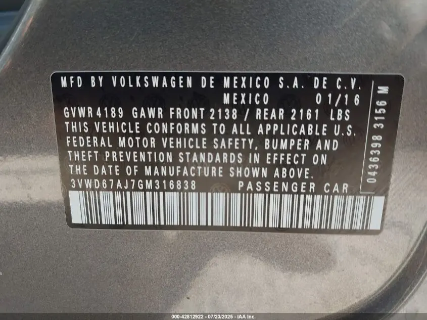 2016 VOLKSWAGEN JETTA 1.4T SE