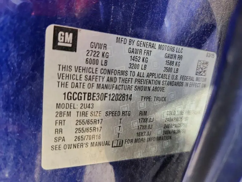 2015 CHEVROLET COLORADO LT  