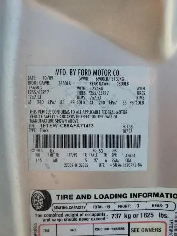 2010 FORD F150 SUPERCREW  