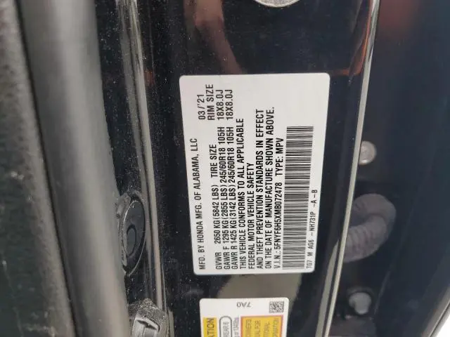 2021 HONDA PILOT EXL  