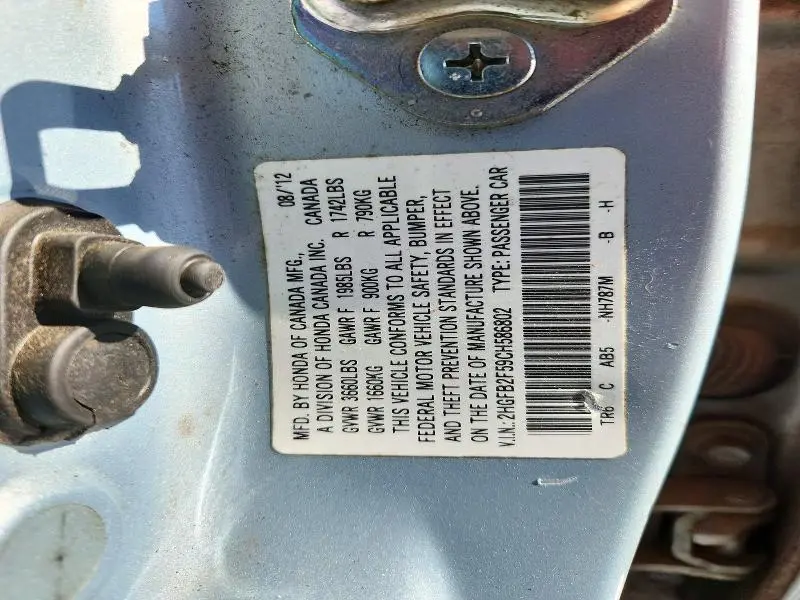 2012 HONDA CIVIC LX  