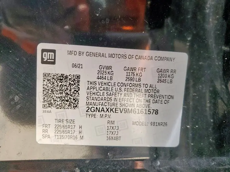 2021 CHEVROLET EQUINOX LT  