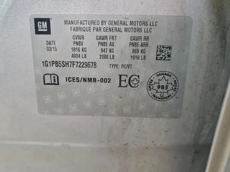 2015 CHEVROLET CRUZE LS  