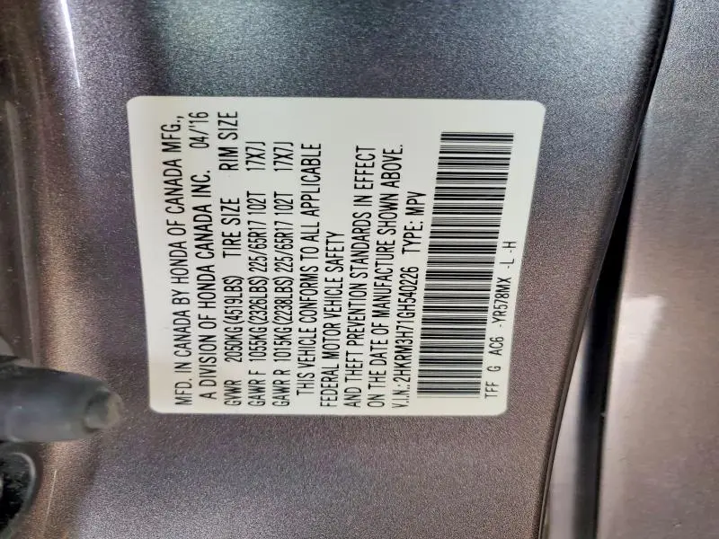 2016 HONDA CR-V EXL  