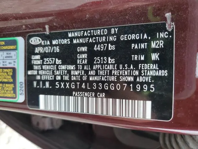2016 KIA OPTIMA LX  