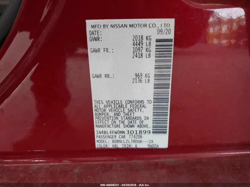 2021 NISSAN ALTIMA PLATINUM INTELLIGENT AWD
