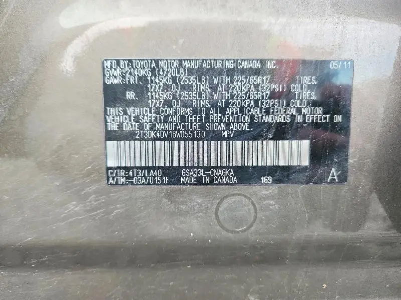 2011 TOYOTA RAV4 LIMITED  