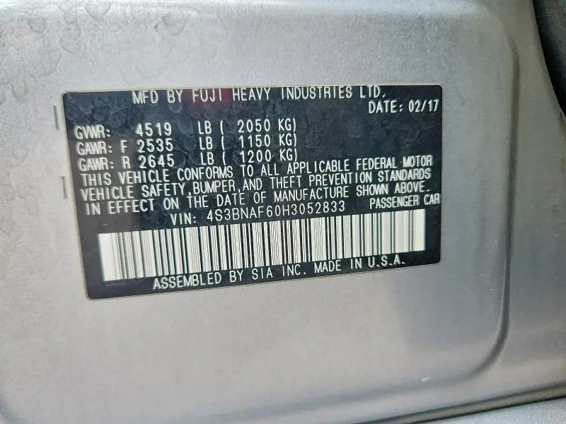 2017 SUBARU LEGACY 2.5I PREMIUM  
