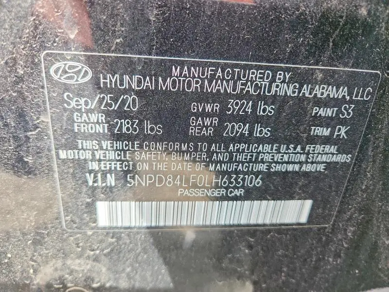 2020 HYUNDAI ELANTRA SEL  
