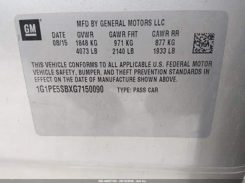 2016 CHEVROLET CRUZE LIMITED 1LT AUTO