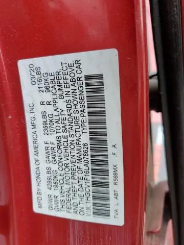 2020 HONDA ACCORD LX  