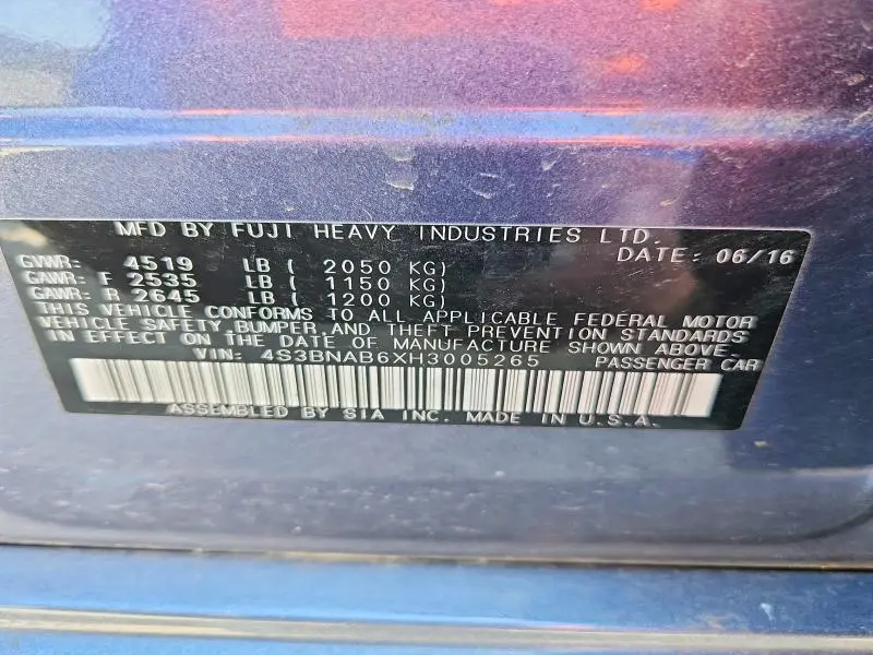 2017 SUBARU LEGACY 2.5I  