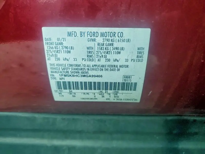 2021 FORD EXPLORER PLATINUM  