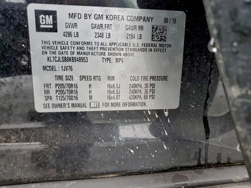 2019 CHEVROLET TRAX 1LT  