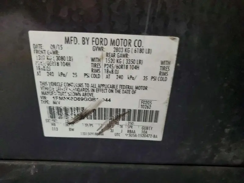 2016 FORD EXPLORER XLT  
