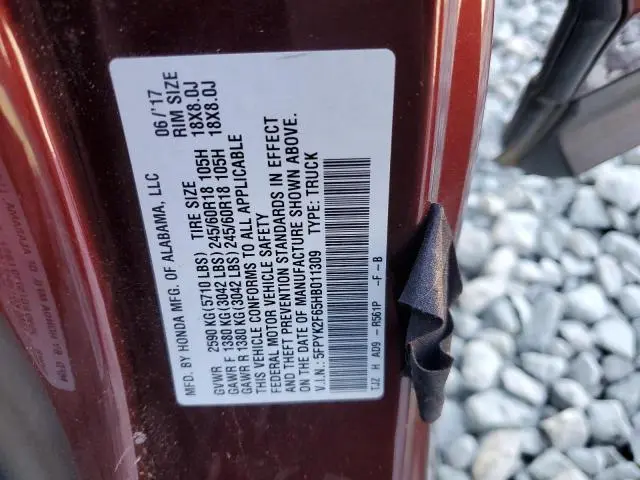 2017 HONDA RIDGELINE RTL  