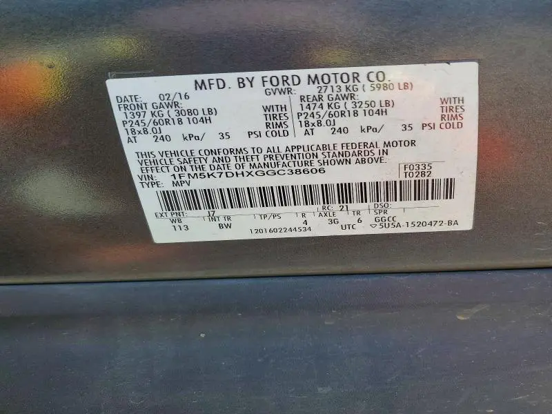 2016 FORD EXPLORER XLT  