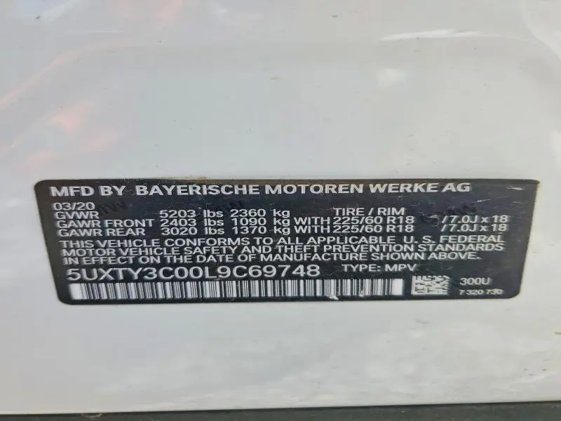 2020 BMW X3 SDRIVE30I  