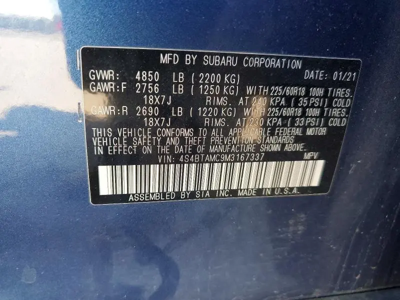 2021 SUBARU OUTBACK LIMITED  