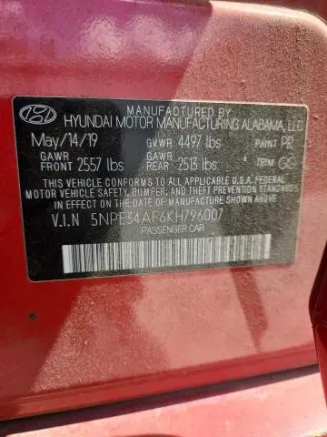 2019 HYUNDAI SONATA LIMITED  