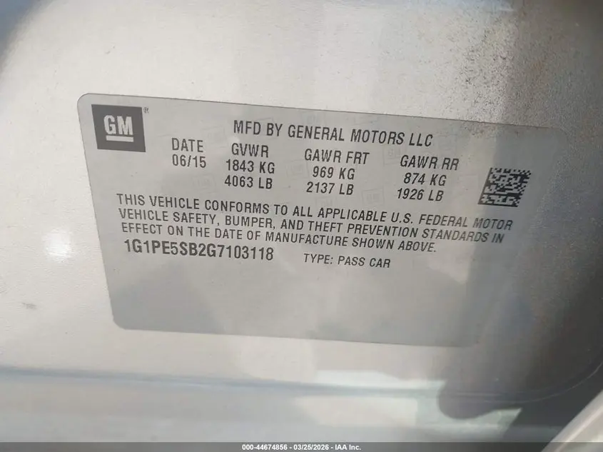 2016 CHEVROLET CRUZE LIMITED 1LT AUTO