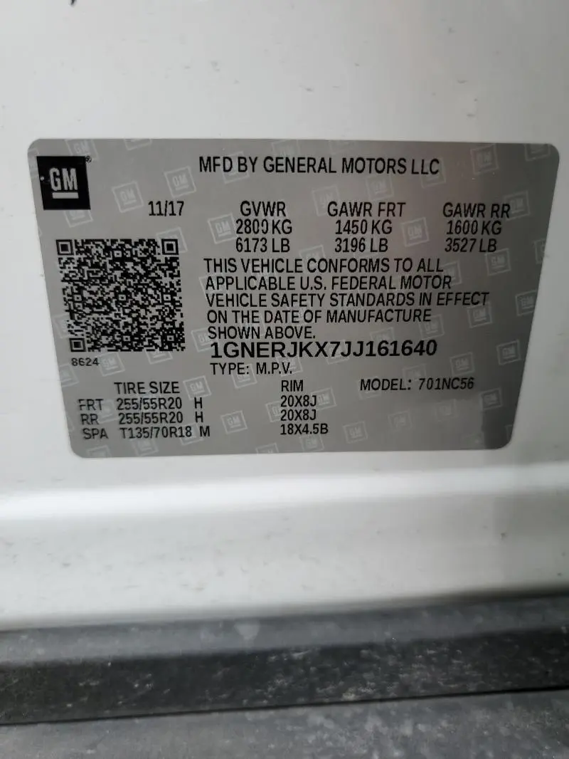 2018 CHEVROLET TRAVERSE RS  