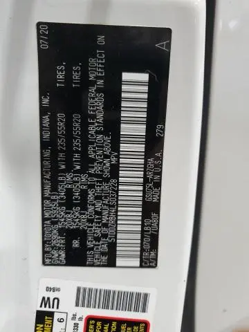 2020 TOYOTA HIGHLANDER LIMITED  