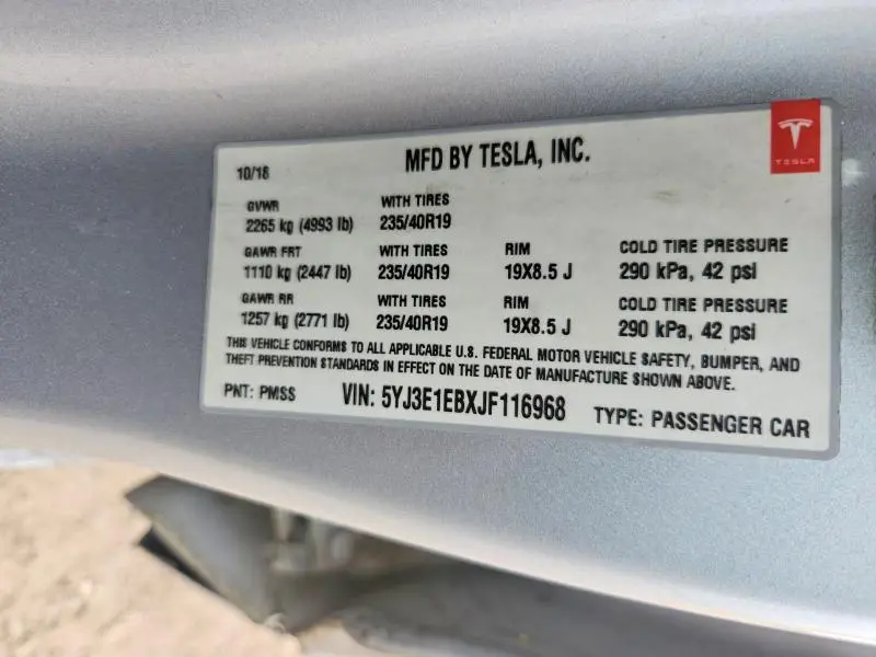2018 TESLA MODEL 3   