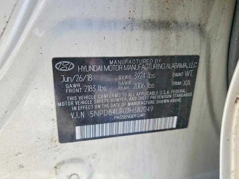 2018 HYUNDAI ELANTRA SEL  