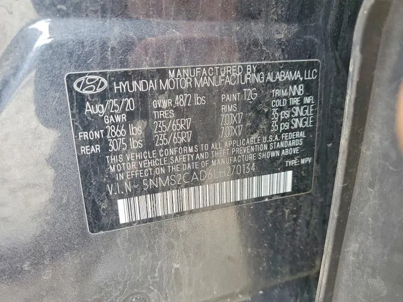 2020 HYUNDAI SANTA FE SE  