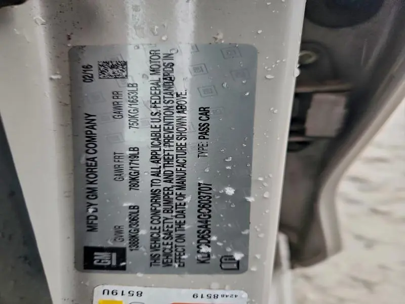 2016 CHEVROLET SPARK 1LT  