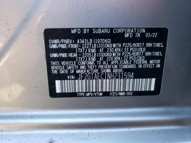 2022 SUBARU CROSSTREK PREMIUM  